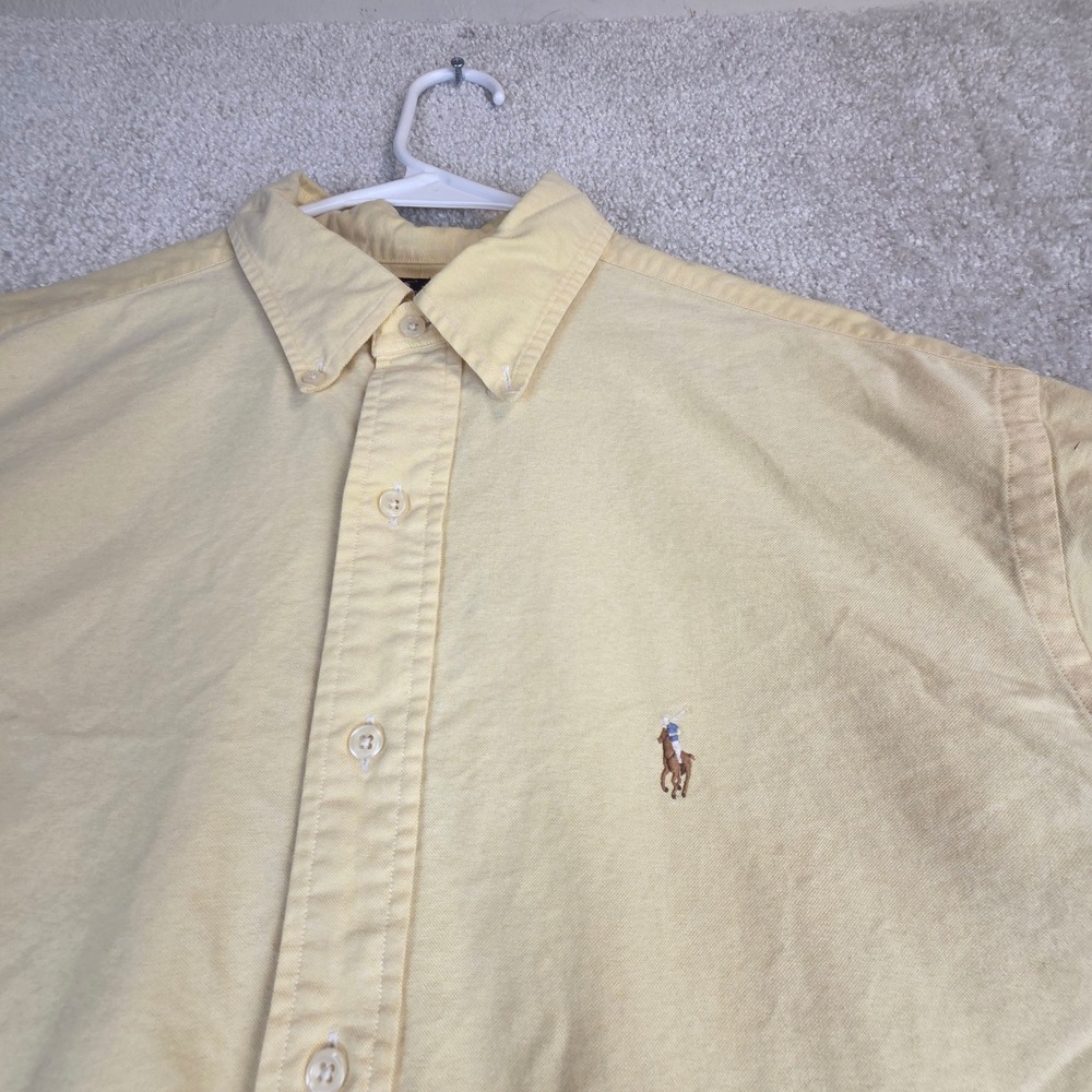 Ralph Lauren Yarmouth Shirt Mens 17 Yellow Cotton Oxford Button Down